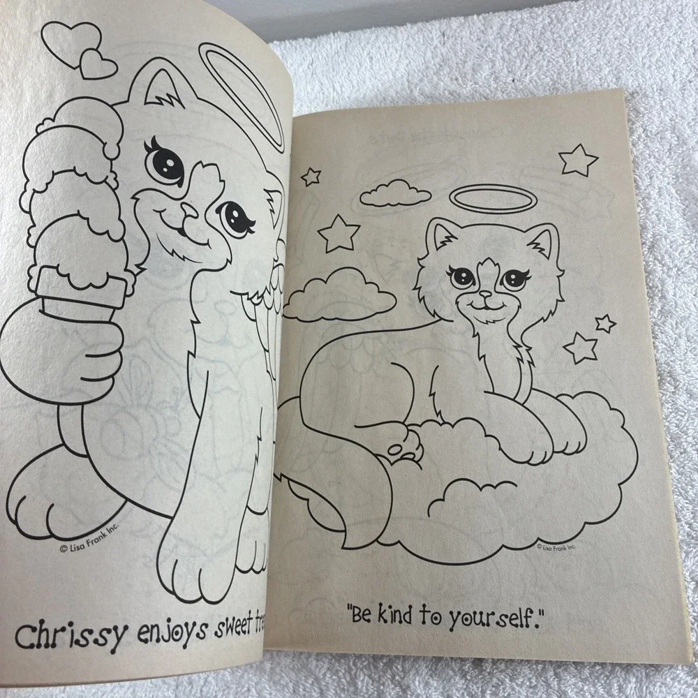 Vintage Lisa Frank Chrissy the Angel Kitty Coloring Book Bright Colorful